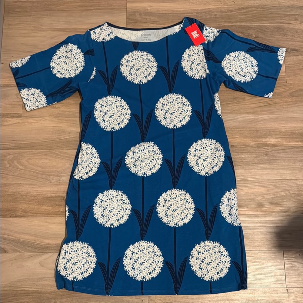 Japanese Blue Dandelion Tunic with pockets